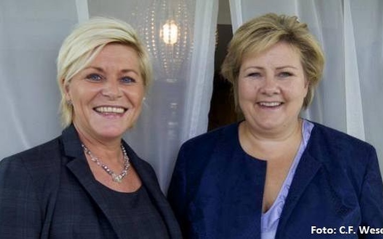 Erfna Solberg og Siv Jensen - presenterte regjeringserklæringen