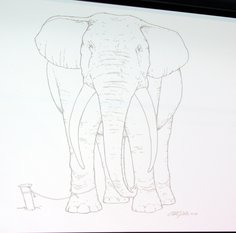 Tegning av fastbundet elefant